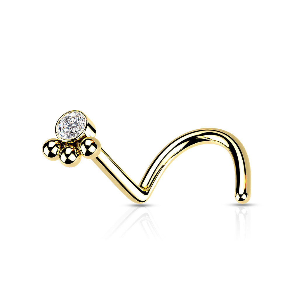 3 Beaded Ball Cluster with Surgical Steel Nose Screw Rings